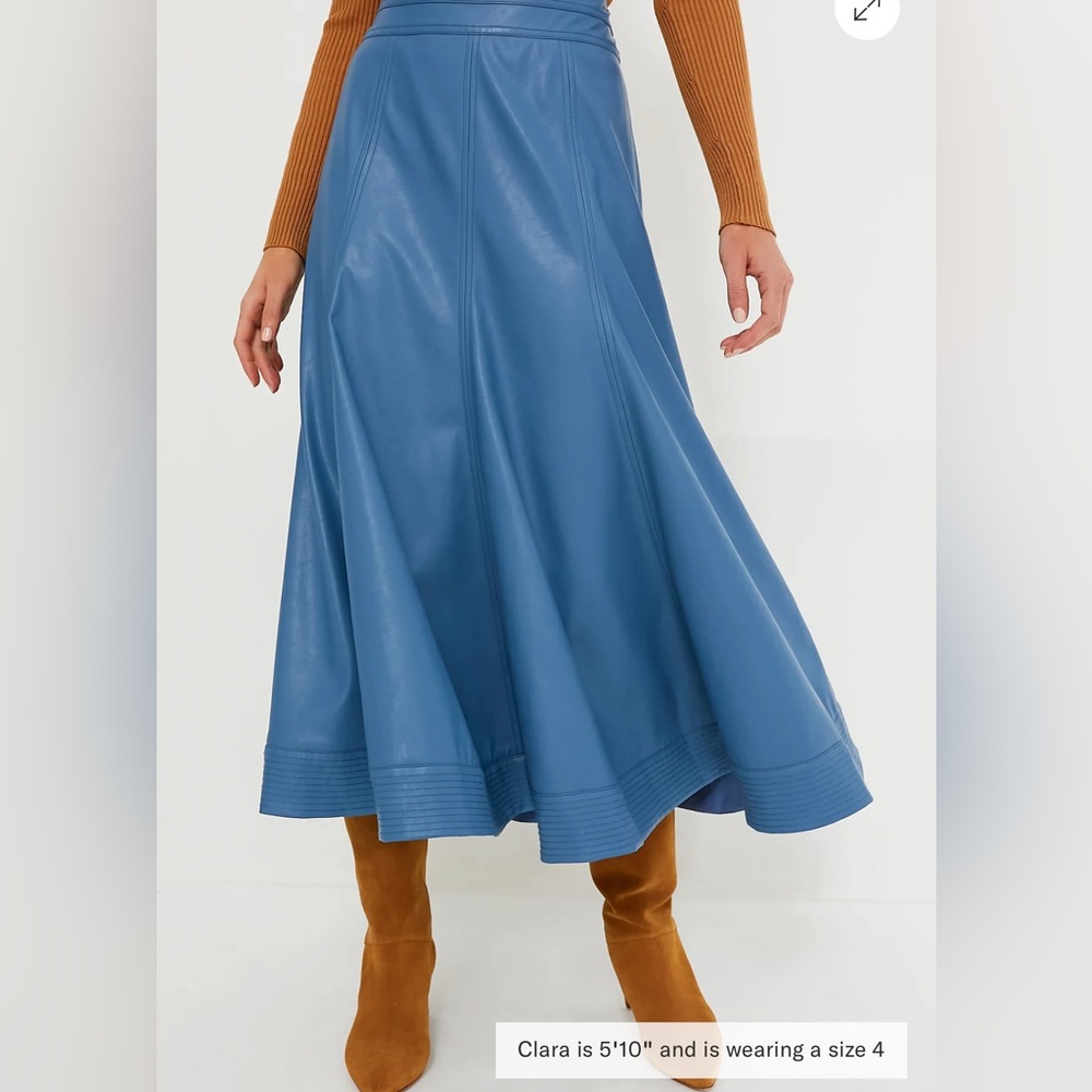 Vegan leather maxi skirt, blue, sz 10